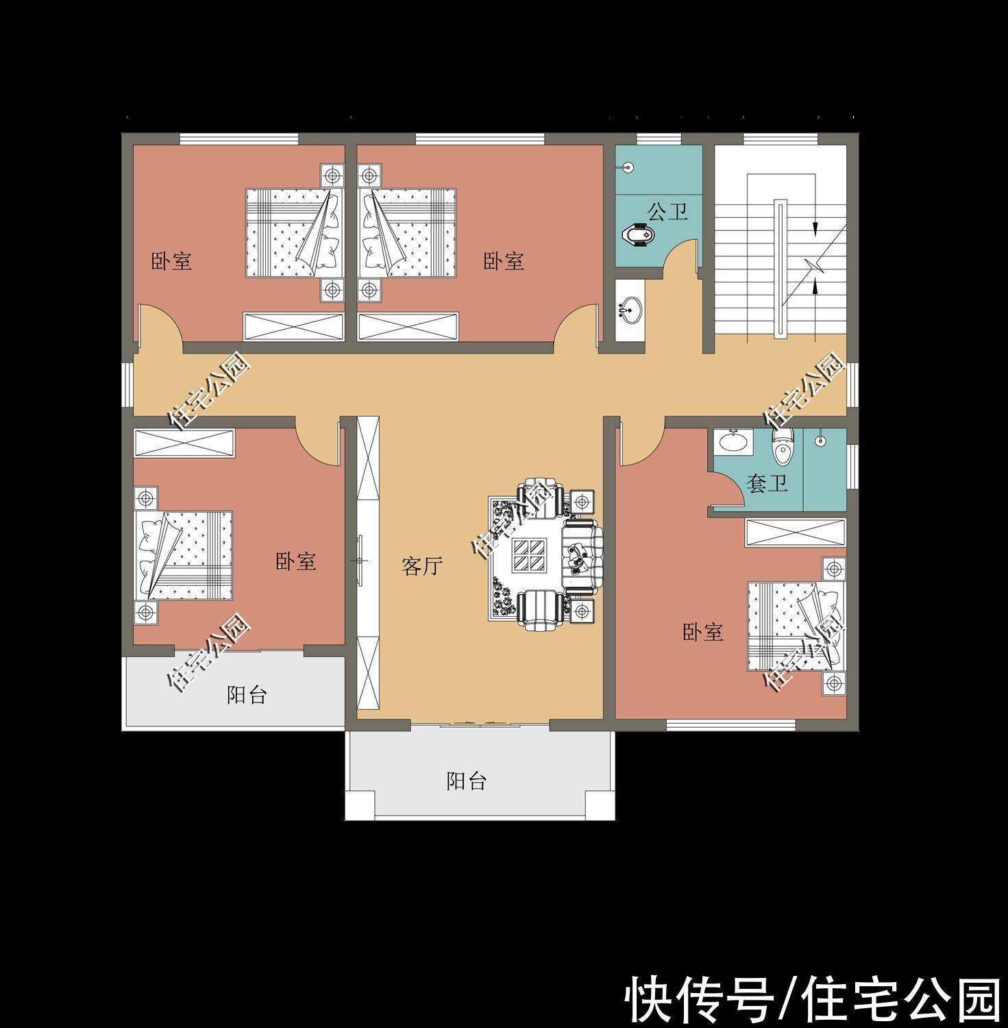 屋顶露台|14×13米欧式二层,舒适布局带屋顶露台,建一栋出来倍有面子