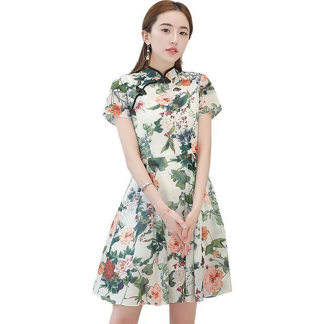 低领|优美旗袍连衣裙,时尚修身,尽显玲珑曲线之美