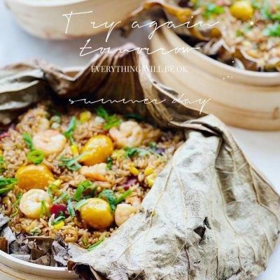 米饭|这样的食材超丰富的腊肠荷叶饭你能吃多少？