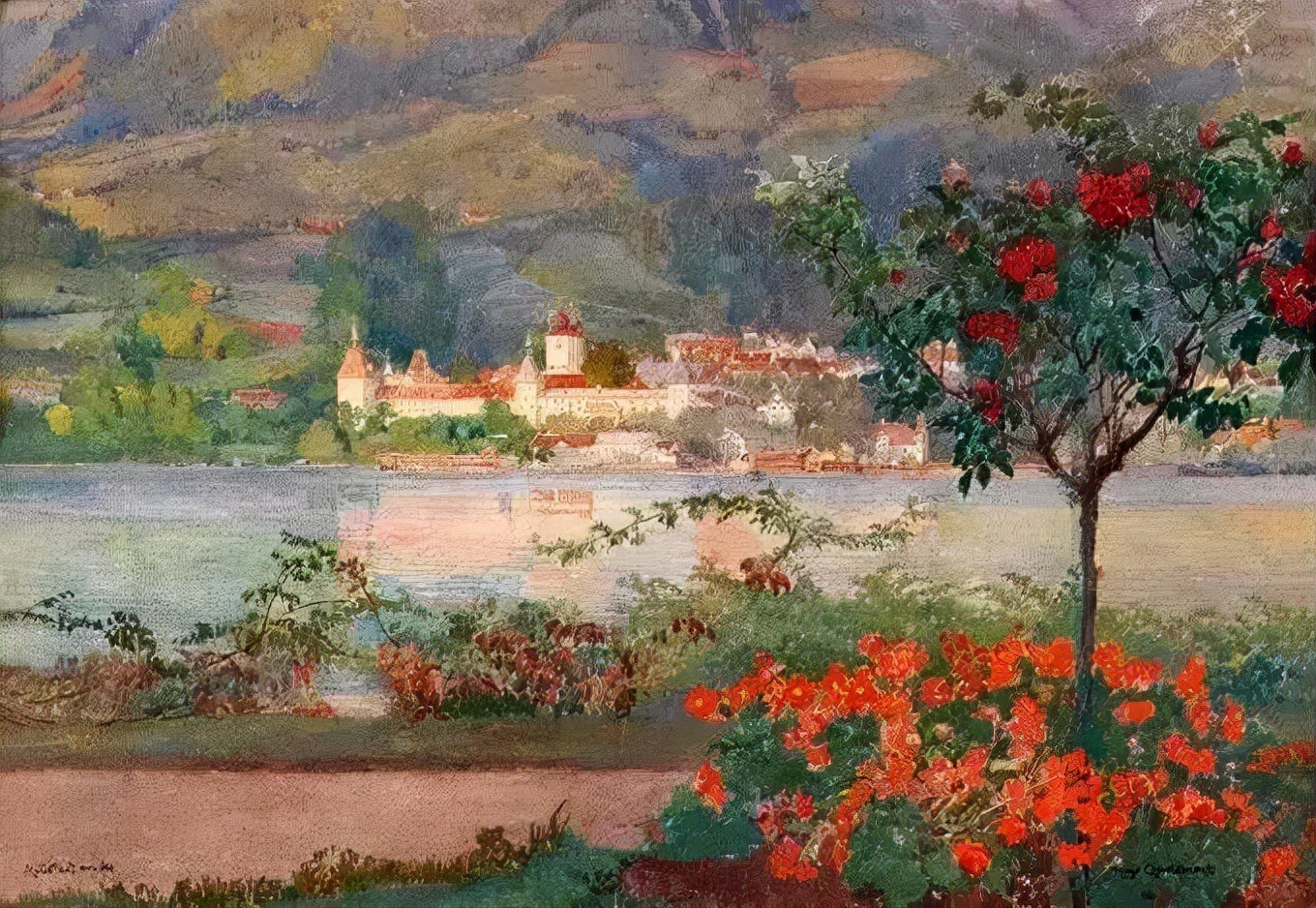 爱雨果!奥地利艺术大师,爱雨果·查勒蒙特的油画作品很清新自然!