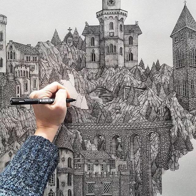 艺术学院|一幅画用掉上百支笔,看到最后成果这么震撼,也就不觉得心疼了