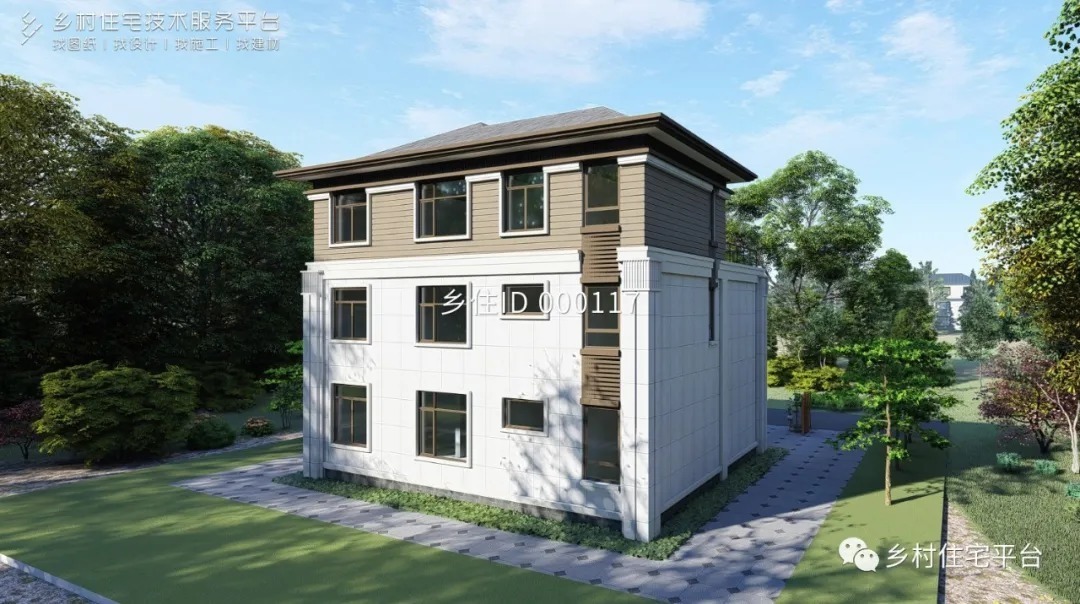 造价|乡住土建造价参考81.2万,面宽13.4m×进深11.9m 三层新中式风格别墅