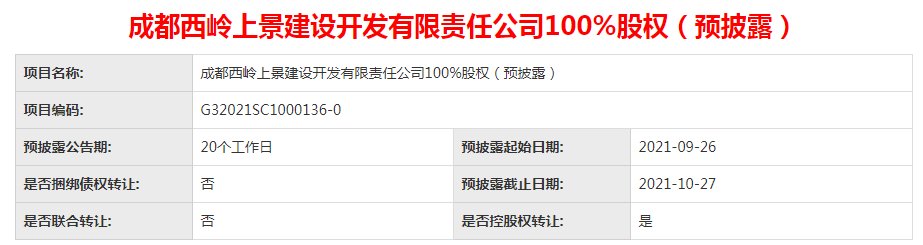 成都|涉及120亩土地,成都一房企100%股权拟转让