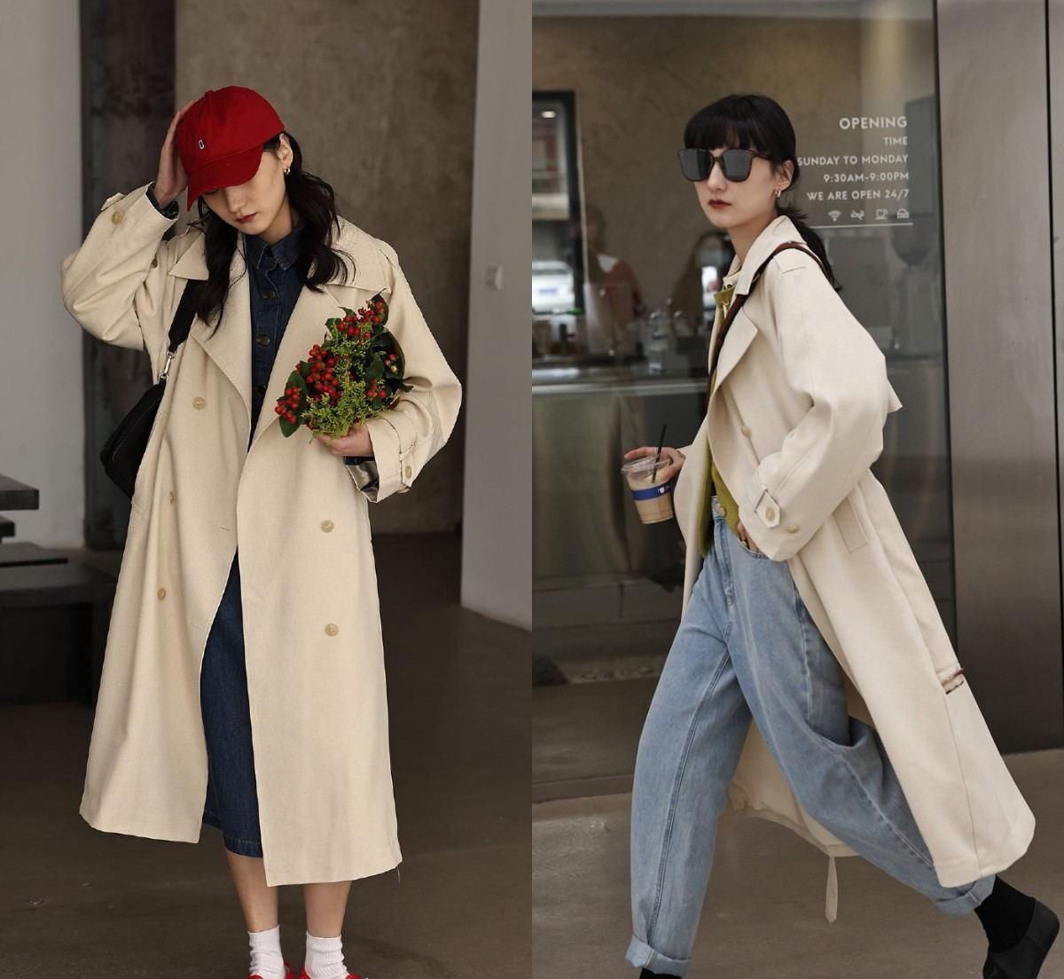 春天穿风衣，该怎么搭配？学会这2点穿衣技巧，时髦有型又好看