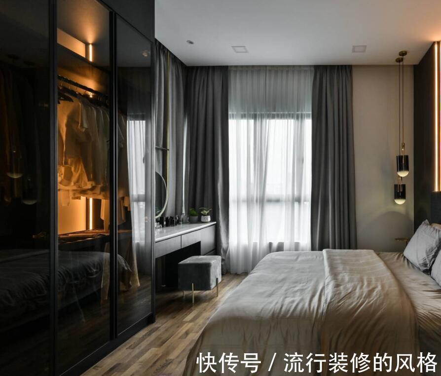 床尾|111㎡用黑白灰装出大宅范,岩板和灯带的碰撞,不小心溢出高级感