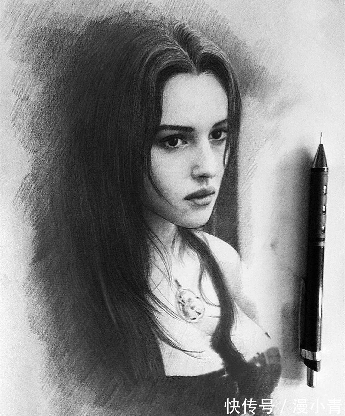 技巧#黑白照片还是人物素描,用高级绘画技巧诠释心中对于名人的喜爱