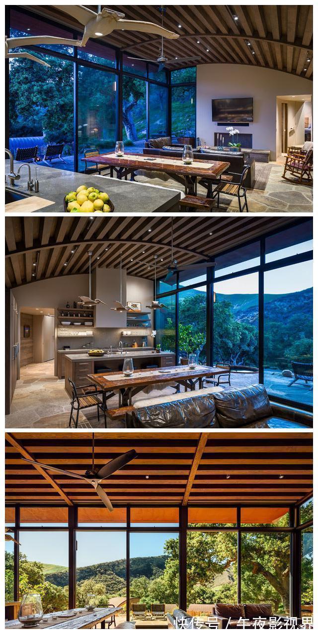 落地窗前|林中自建小别墅,弯曲的屋顶设计还是第一次见!入户就被客厅迷住