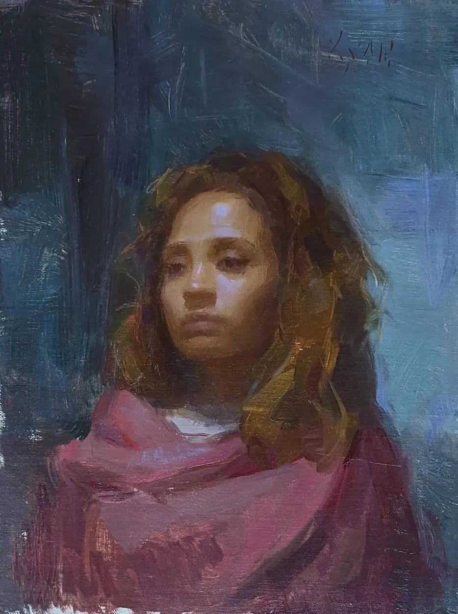 油画作品|好久没见过这么准的造型了,她的用色也超扎实!