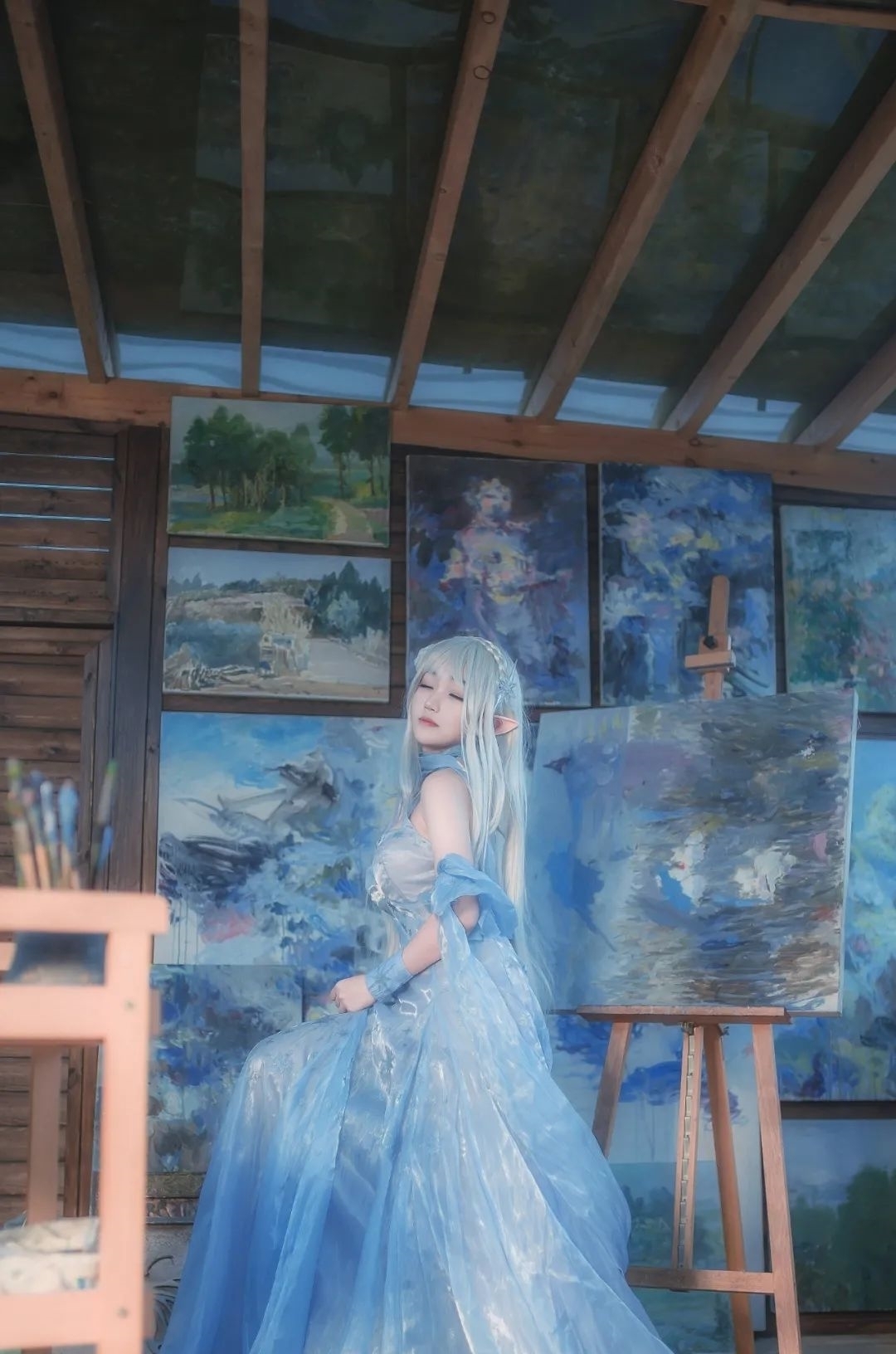 水晶礼服|cos:水晶礼服艾米莉亚cos正片@雪夜夜,唯美公主