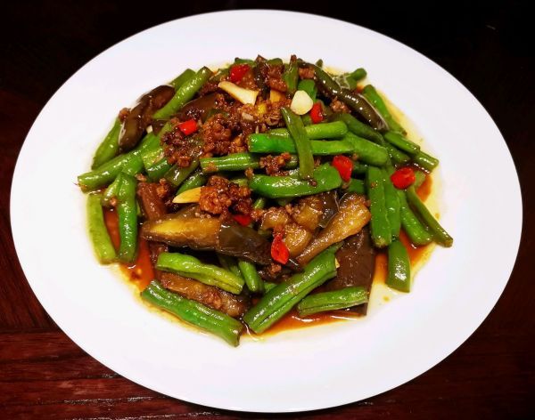 肉绍|茄子烩四季豆