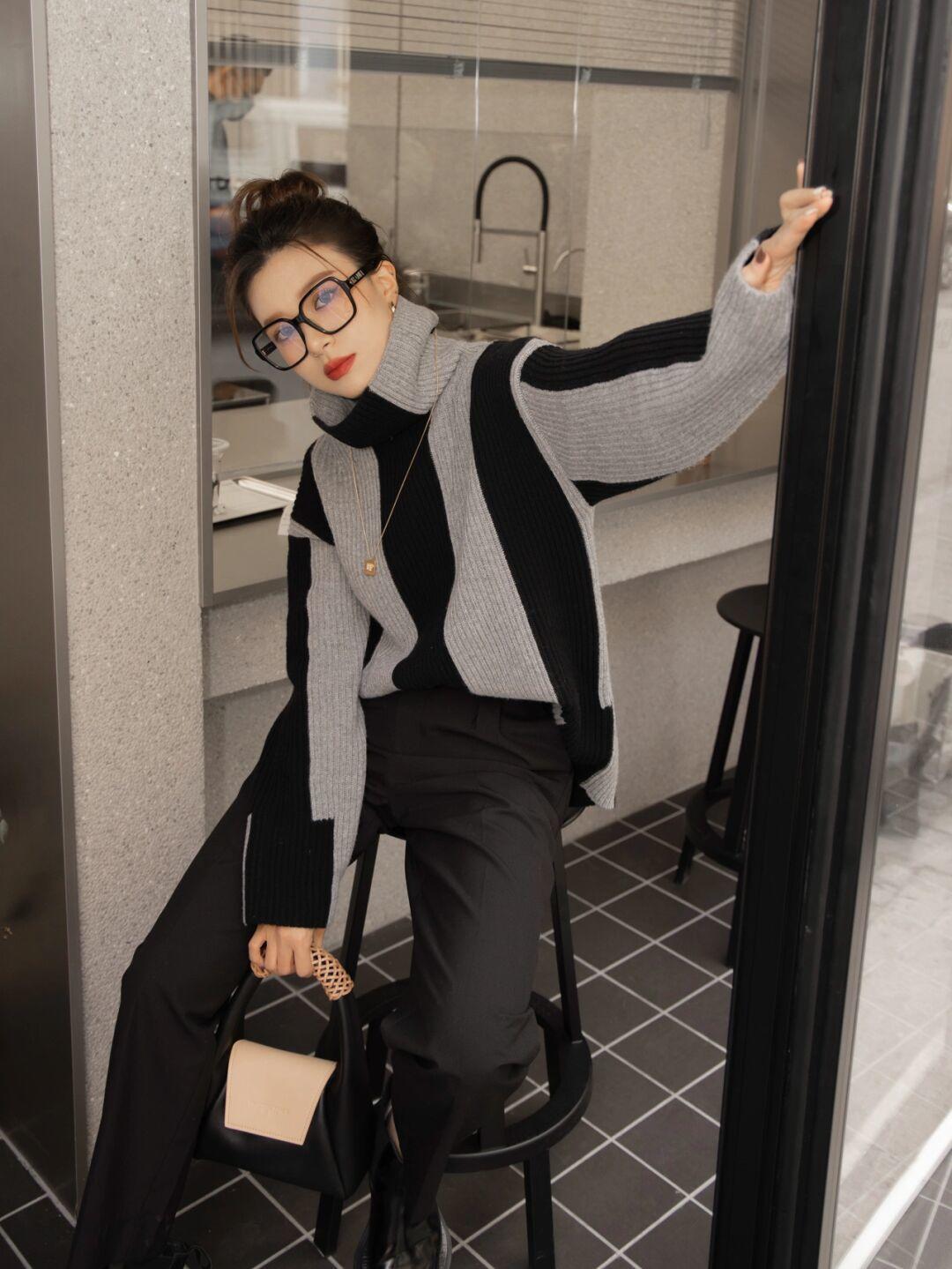 拉链|衣品好的女人,冬季都少不了“毛衣”的搭配,气质爆表