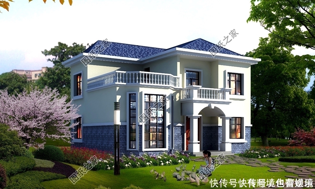 书房|150平米左右二层别墅设计图,农村别墅这样建,城市楼房一样好看