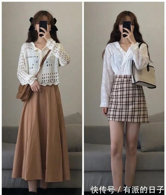 裙子 女生秋季复古又显温柔的咖色系的日常出门搭配推荐,小个子也适用!