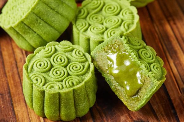 面团|抹茶奶黄流心月饼