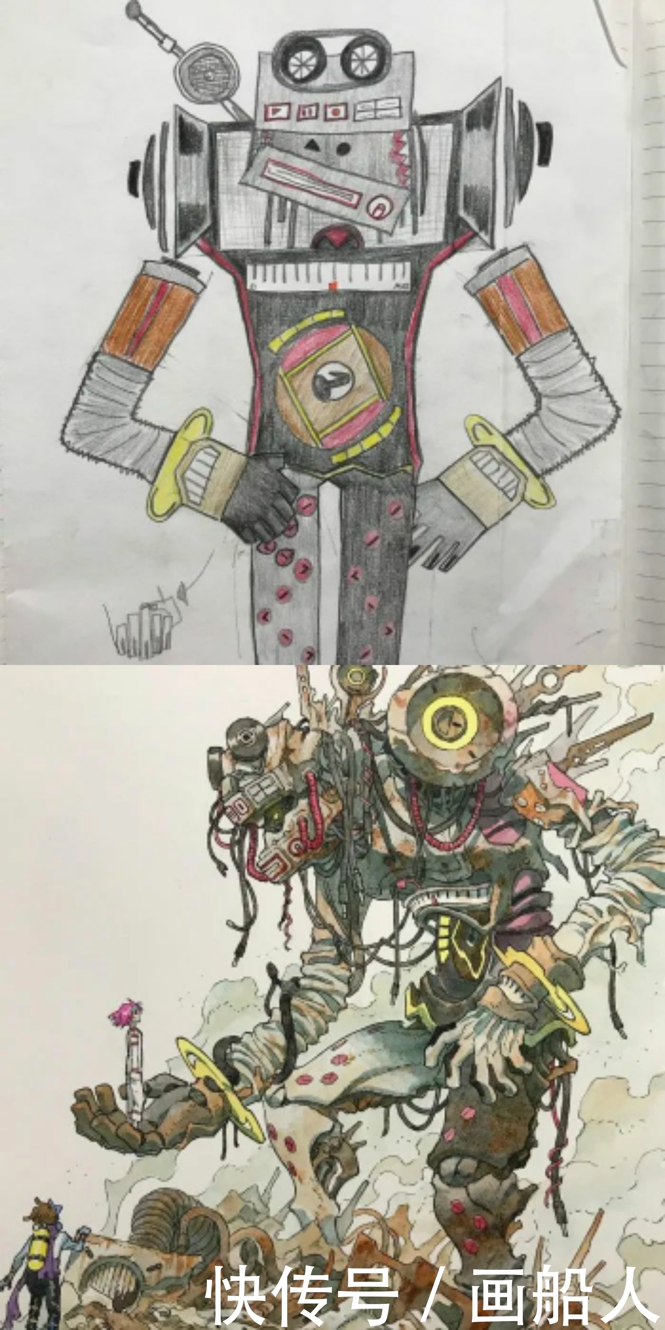 想象力|国外大神爆改儿子画作,画风突变引网友惊叹:这是别人的父亲!