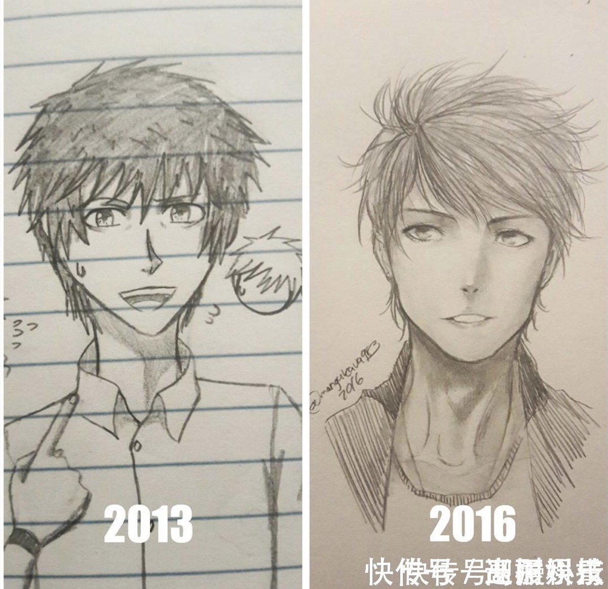 二次元#喜欢上课在作业本上乱画的画师,多年上课开小差,绘画终有所成就