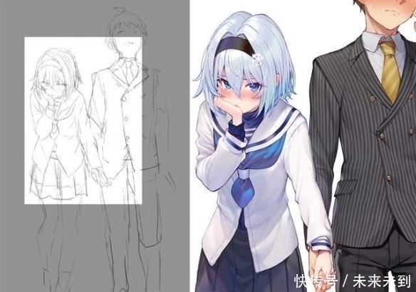 画作&画师们分享草稿和成品,省略“一点点”细节,完全是两种样子