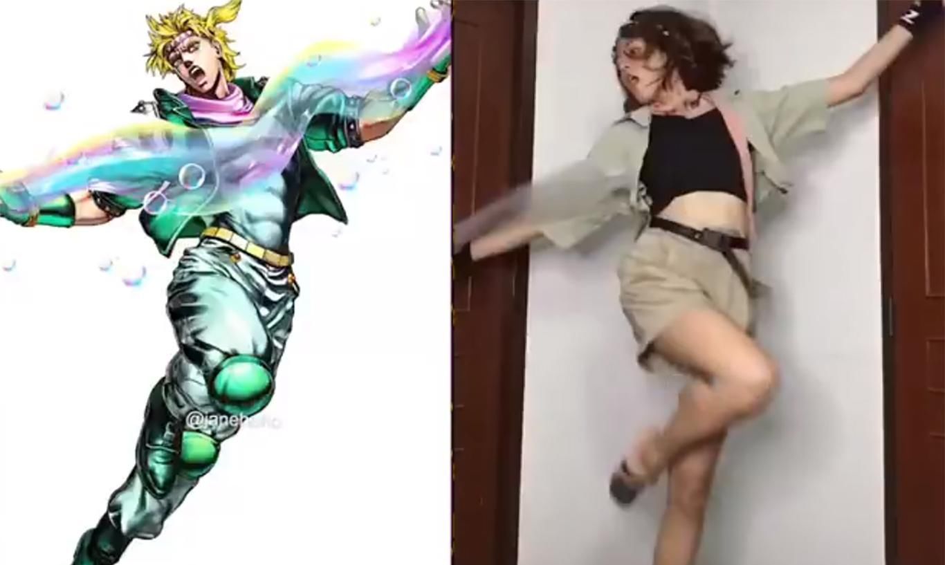 JOJO|小姐姐模仿高难度JOJO立，奇怪的姿势增加了，拍照再也不怕没Pose