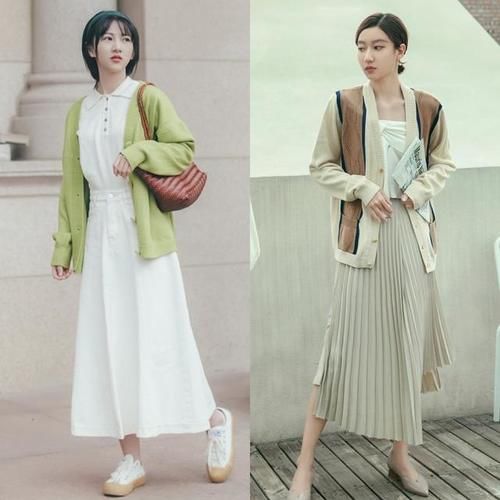 有气质|“小开衫+半身裙”，立秋这样穿，好看还很有气质，美得很高级