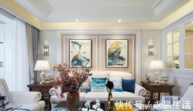 空间|140㎡美式风格三居室,玄关装了玻璃窗让家既美观又开阔!