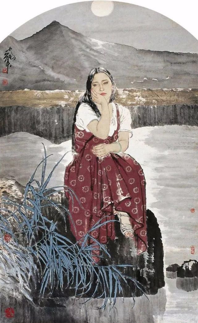 绢本!国画:何家英画笔下的怜怜女儿态,不同寻常的美感!