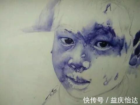 盼望!一位15岁的小姑娘,没有任何绘画基础,却画出了令人感动的圆珠笔作品!