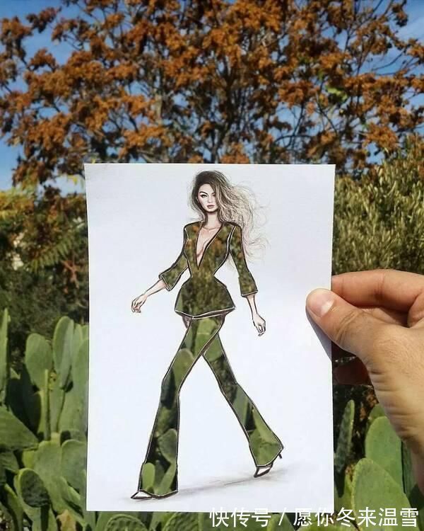 印花!这才是灵魂插画师!手绘图只画一半也惊艳,这衣服效果比高定还美