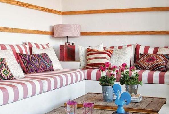 红砖|晒晒老公用红砖砌的沙发，刷上白漆，就算用上几十年也不会过时