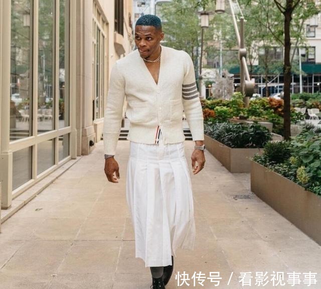 白裙 威少晒白裙+马丁靴打扮叫我GOAT!