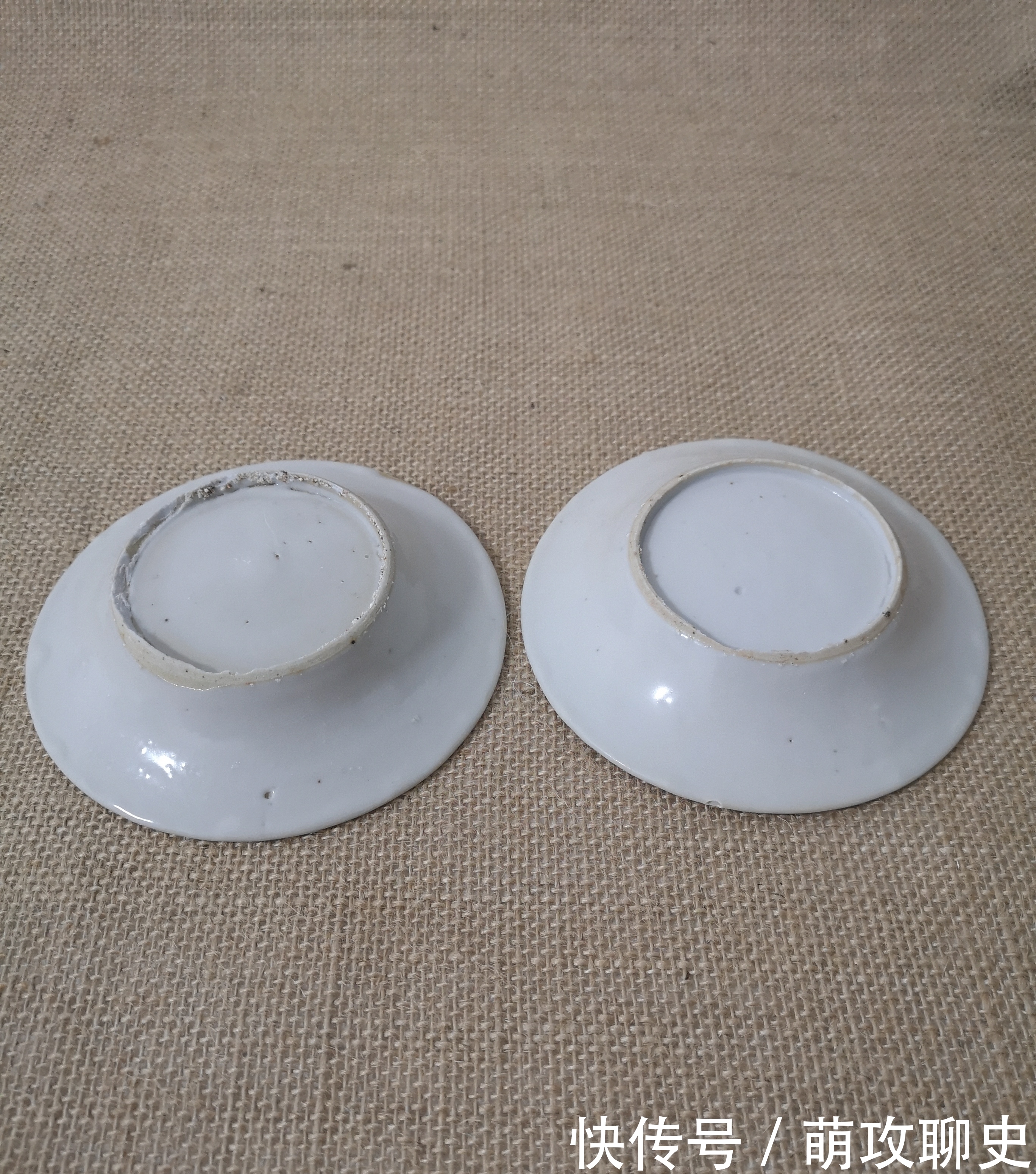 明代甜白釉碟子,一对