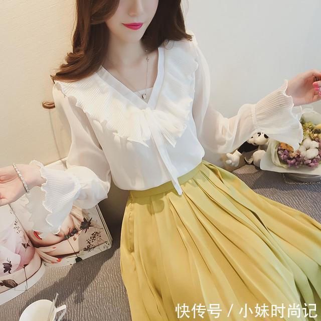 灯笼袖 美女,我觉得你穿雪纺衫特别有气质