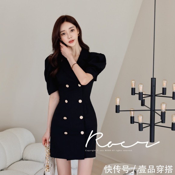 时尚|女神孙允珠高清时尚搭配:黑岩钻石双排扣灯笼玫瑰衬裙