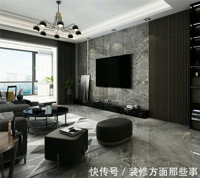 质感|?139平米现代灰色四居室,客餐厅设计有质感,大理石+木质