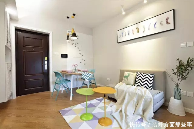 玄关|55平北欧风一居室,色调就像春天刚来时的样子,自然而灵动