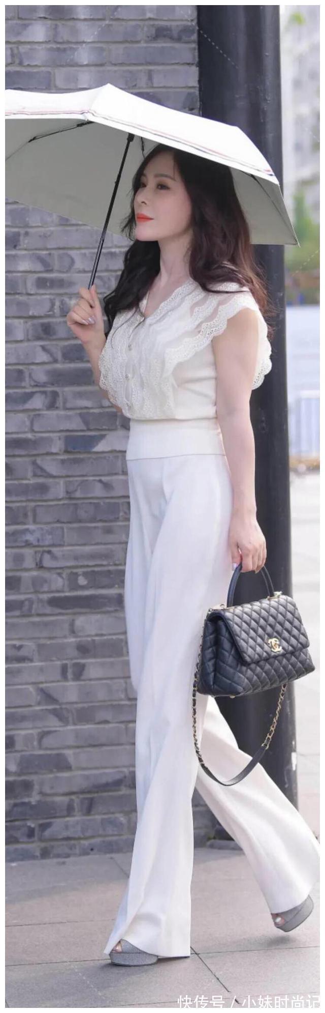 白色|法式小衫搭配白色阔腿裤,唯美大气,高级感十足