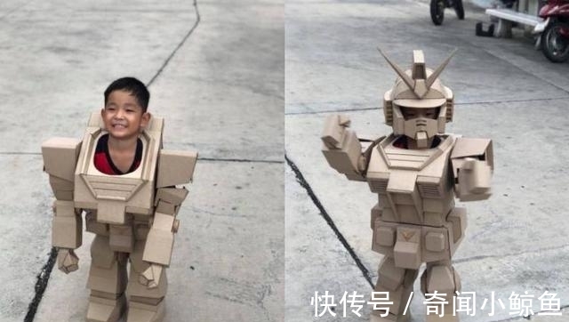 纸箱|暖爸用纸箱为四岁儿子打造13公斤纸壳盔甲玩具,全世界只有1套