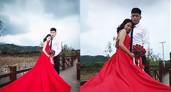 修图|“最强反差婚纱照”遭吐槽,修图前后差距大,新郎:这是我媳妇?