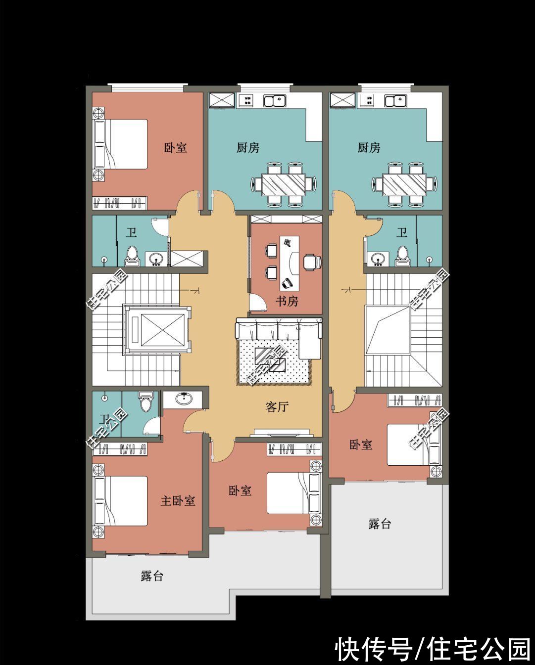 自住|12×19米四层农村别墅，每层都有厨房客厅，自住、出租都能满足