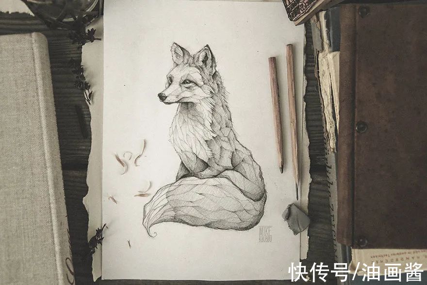 素描@艺术家公开自己的速写本,风格化的动物素描,?个个惹人爱