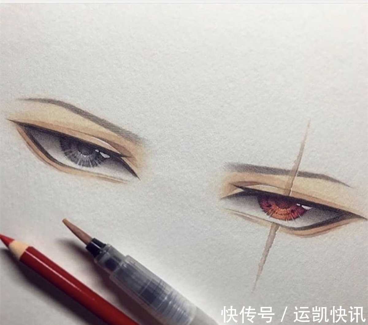 眼妆&画师展示出画人物眼睛的专业画笔,这下可以给自己画不好找理由了