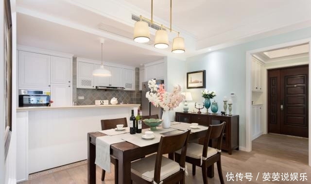 装修|160㎡清新蓝绿的美式装修,温馨三居室,是家的感觉