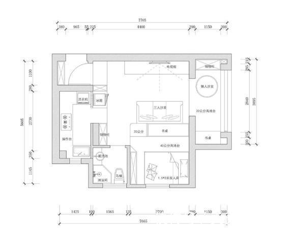 干湿分区|50平米小户型欧式风，客厅加个地台，好看又实用