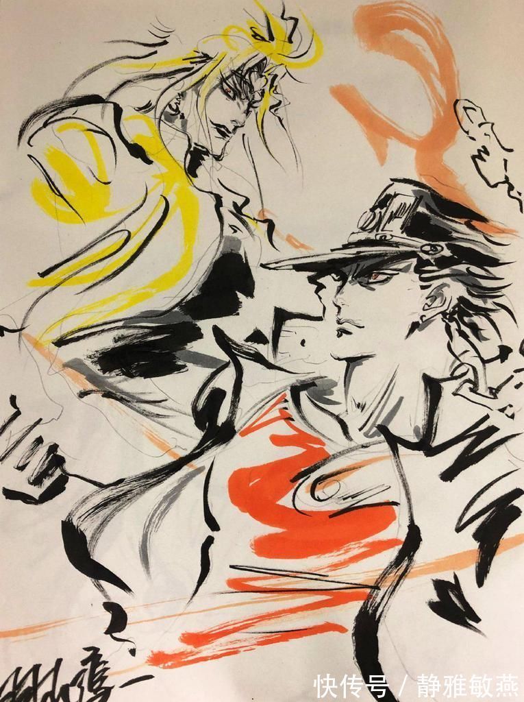 画作|JOJO的作画监督羽山淳一绘制的承太郎、迪奥和波波,都很邪魅