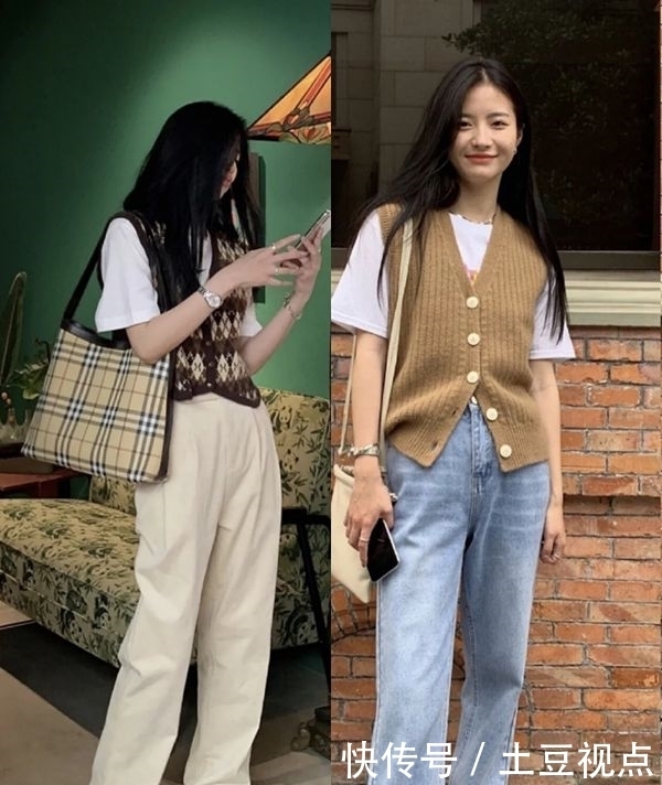 针织马甲别乱穿，教你3个韩里韩气的叠穿方案，轻松当个时髦精