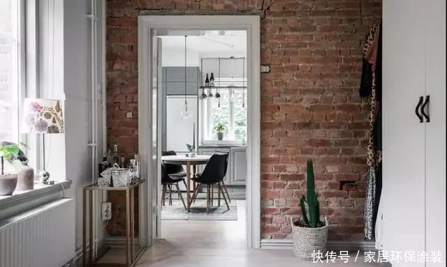 墙面|36平一室公寓,餐厨一体,客卧合并,个性红砖墙,装出小豪宅质感