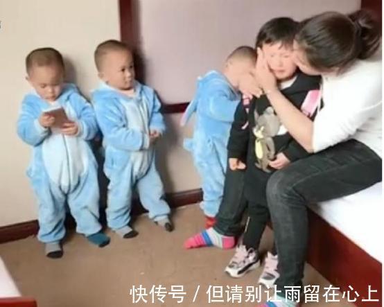 宝宝们|三胞胎一起打哭小姨,宝妈生气问是谁打的,宝宝们的反应太搞笑