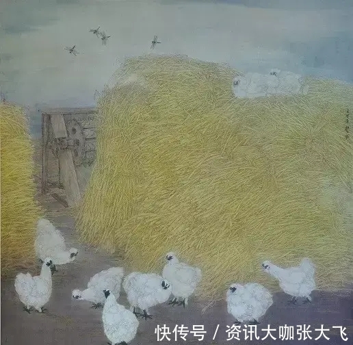 乡土|中国画|邓伯元的花鸟画,极富乡土气息,他笔下的鸡,栩栩如生!