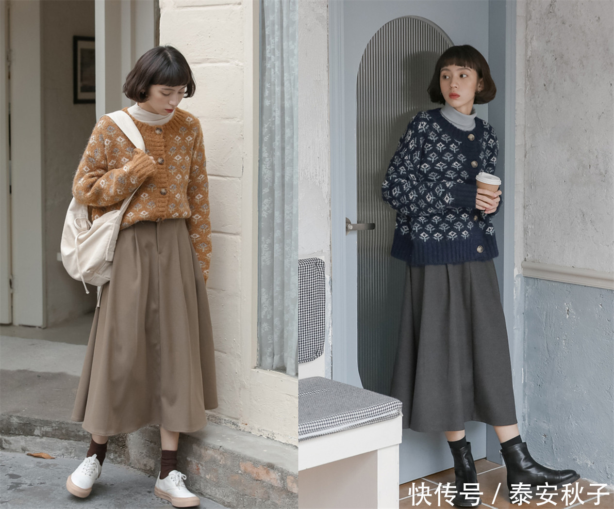 2021年入春：流行“奶奶衫+裙/裤子”、时髦炸！