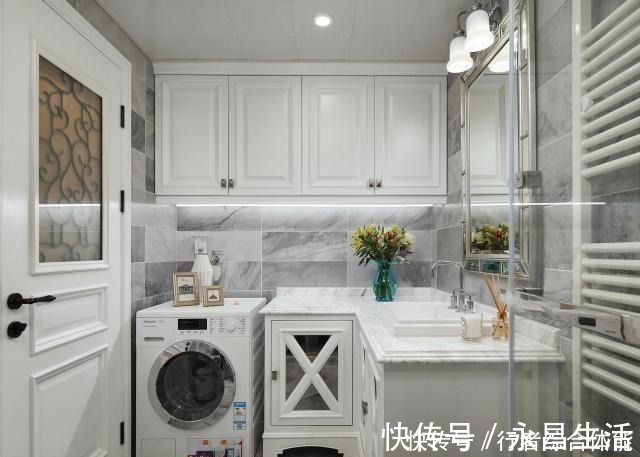 空间|140㎡美式风格三居室,玄关装了玻璃窗让家既美观又开阔!