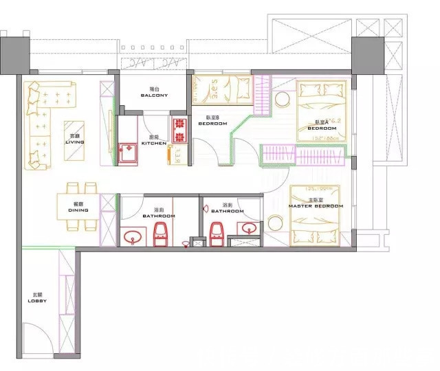 美式风|107平美式风三居室,粗糙的石材的电视墙搭配壁炉造型很随意